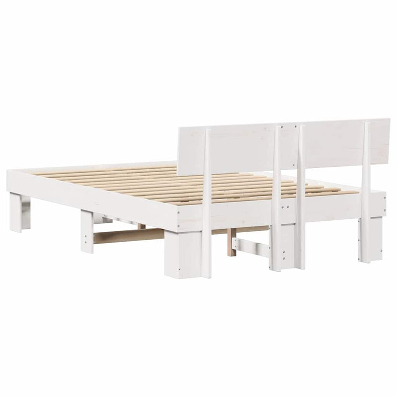 Cadru de pat cu headboard Alb 140 x 190 cm Lemn de pin masiv