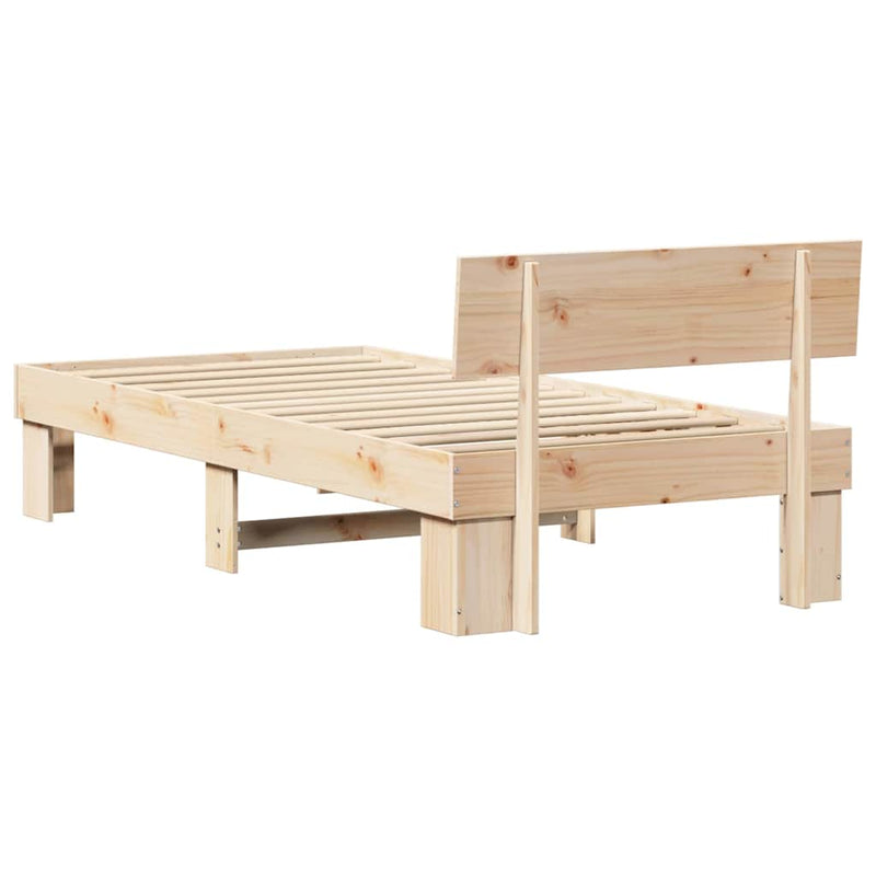 Cadru de pat cu headboard natural 80 x 200 cm Lemn de pin masiv