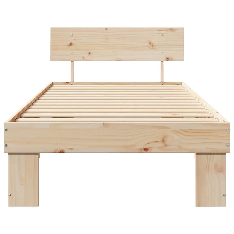 Cadru de pat cu headboard natural 80 x 200 cm Lemn de pin masiv