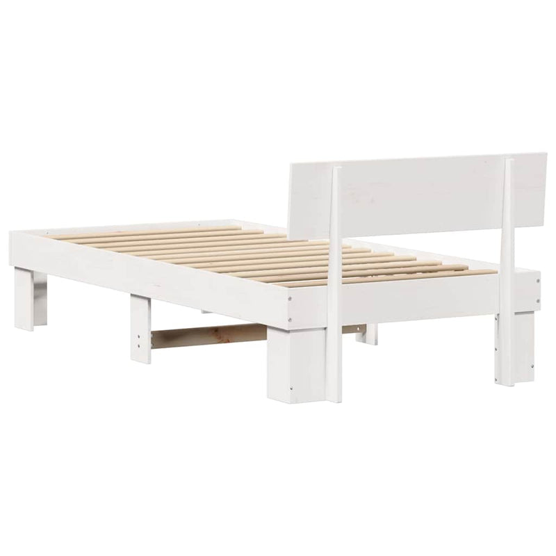 Cadru de pat cu headboard Alb 75 x 190 cm Lemn de pin masiv