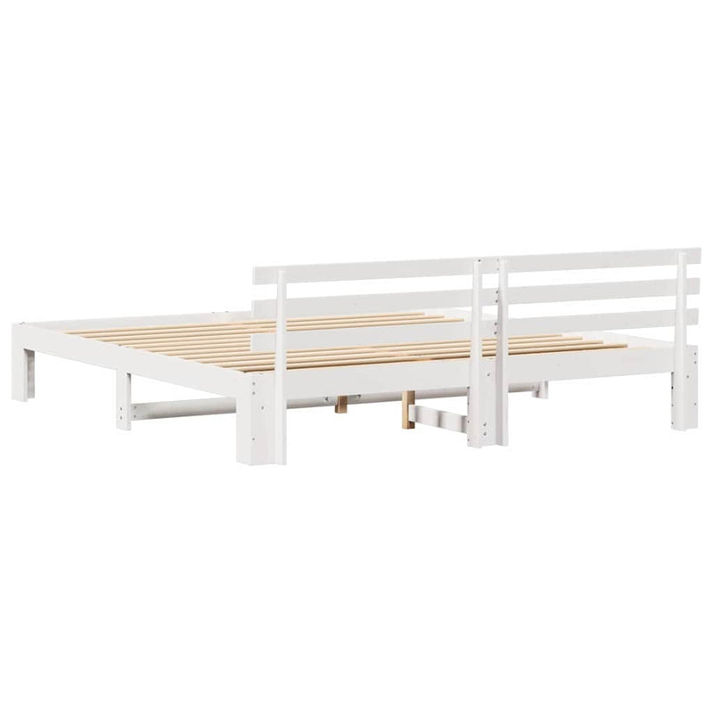 Cadru de pat cu headboard Alb 200 x 200 cm Lemn de pin masiv