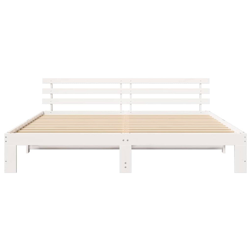 Cadru de pat cu headboard Alb 200 x 200 cm Lemn de pin masiv