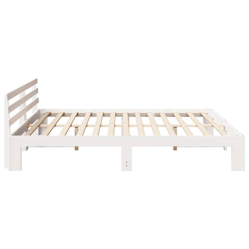 Cadru de pat cu headboard Alb 200 x 200 cm Lemn de pin masiv