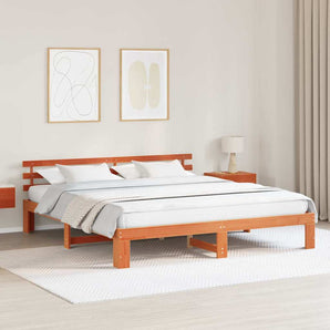 Cadru de pat Maroniu cerat 200 x 200 cm Lemn de pin masiv