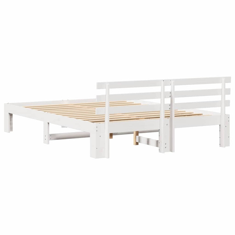 Cadru de pat cu headboard Alb 160 x 200 cm Lemn de pin masiv