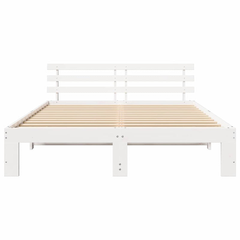 Cadru de pat cu headboard Alb 160 x 200 cm Lemn de pin masiv