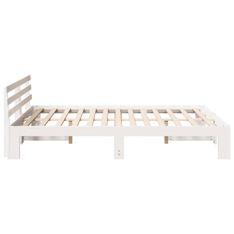 Cadru de pat cu headboard Alb 160 x 200 cm Lemn de pin masiv