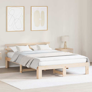 Cadru de pat natural 140 x 200 cm Lemn de pin masiv