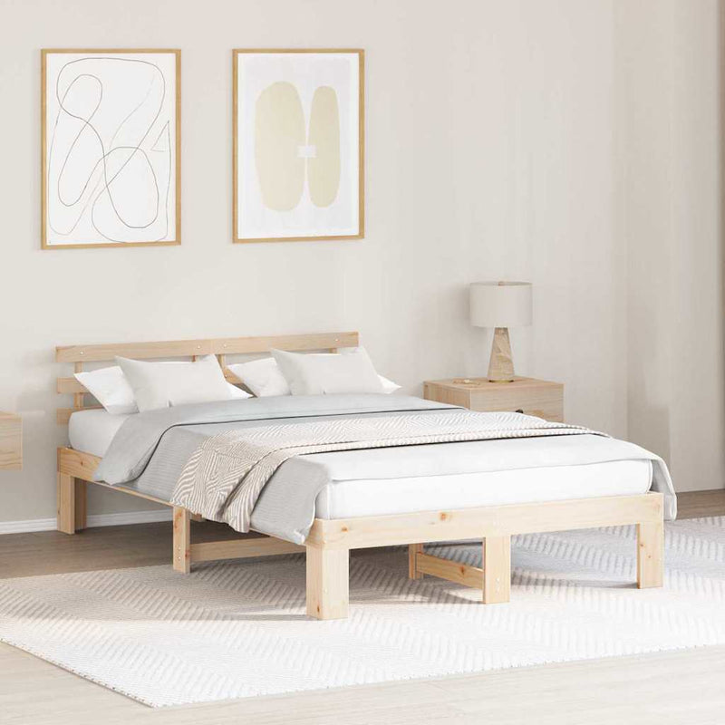 Cadru de pat natural 120 x 200 cm Lemn de pin masiv