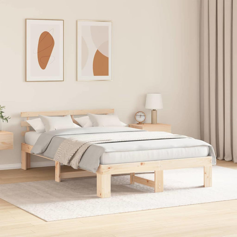Cadru de pat natural 120 x 200 cm Lemn de pin masiv