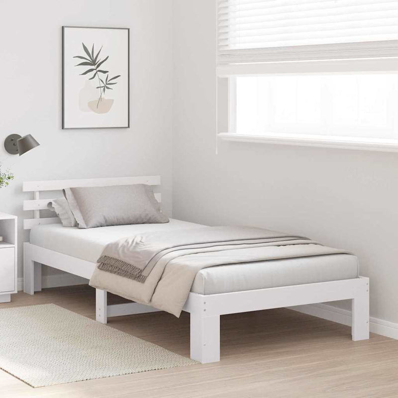 Cadru de pat cu headboard Alb 100 x 200 cm Lemn de pin masiv