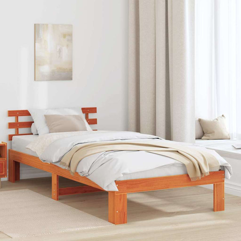 Cadru de pat Maroniu cerat 100 x 200 cm Lemn de pin masiv