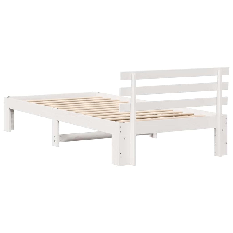 Cadru de pat cu headboard Alb 75 x 190 cm Lemn de pin masiv