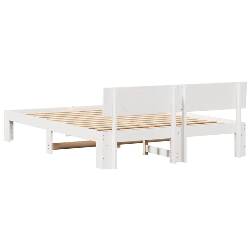 Cadru de pat cu headboard Alb 140 x 200 cm Lemn de pin masiv
