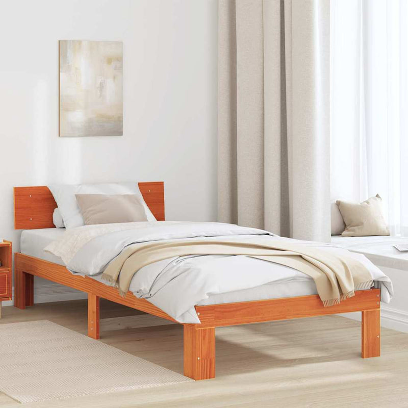 Cadru de pat Maroniu cerat 100 x 200 cm Lemn de pin masiv