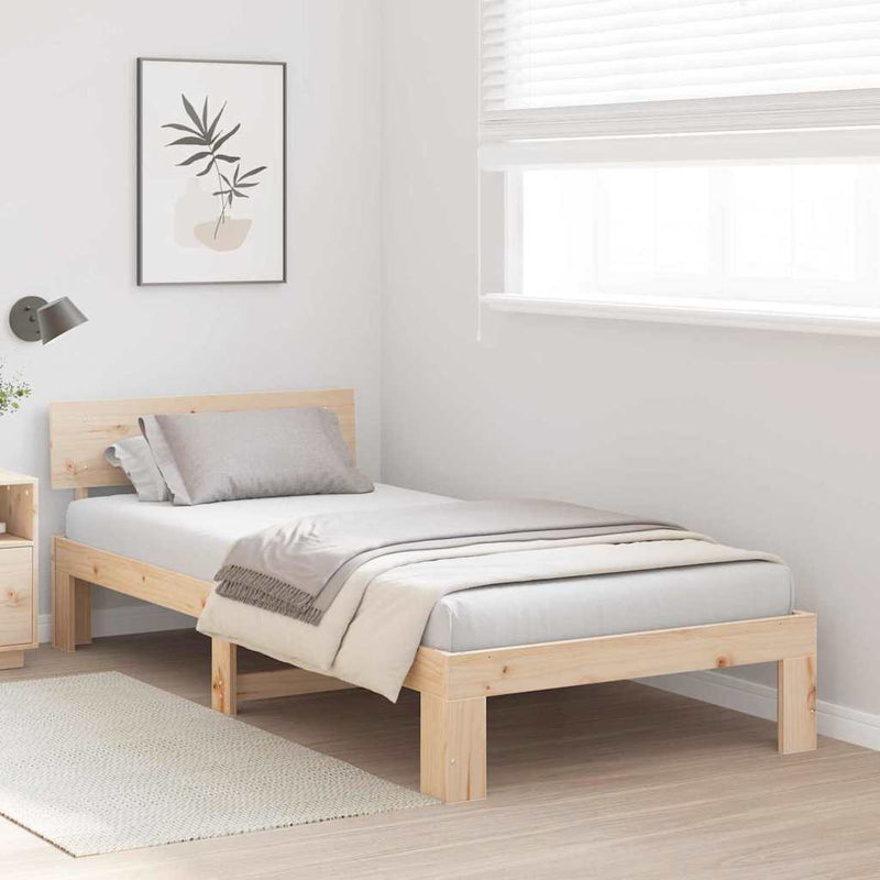 Cadru de pat cu headboard natural 80 x 200 cm Lemn de pin masiv