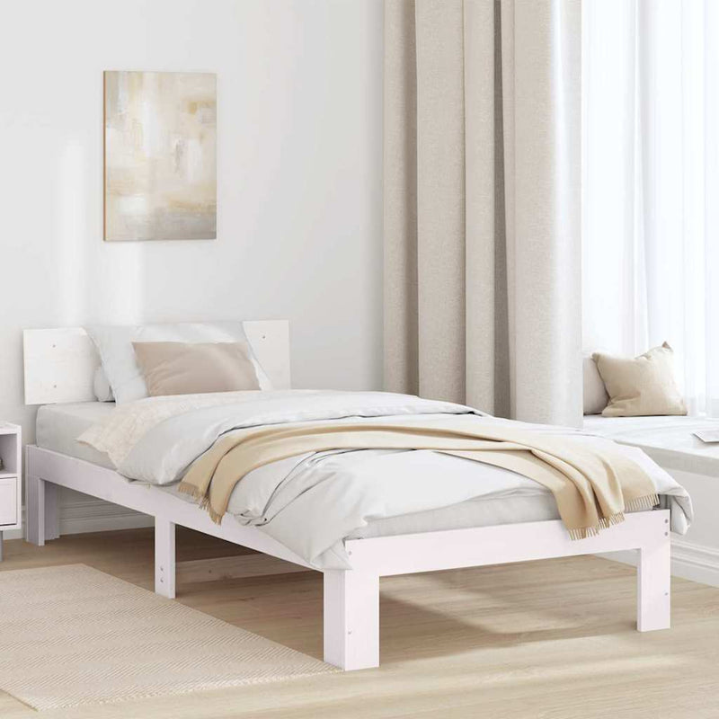 Cadru de pat cu headboard Alb 80 x 200 cm Lemn de pin masiv