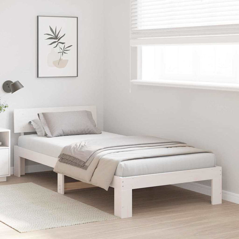 Cadru de pat cu headboard Alb 80 x 200 cm Lemn de pin masiv