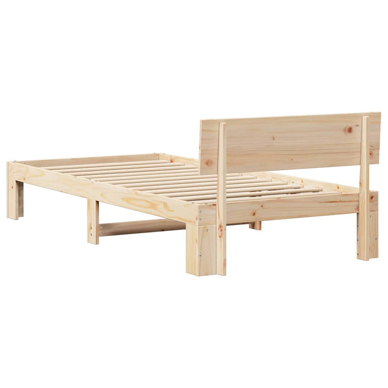 Cadru de pat cu headboard natural 90 x 190 cm Lemn de pin masiv