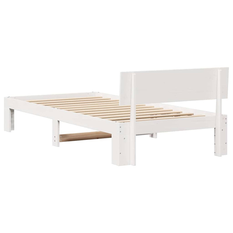 Cadru de pat cu headboard Alb 75 x 190 cm Lemn de pin masiv
