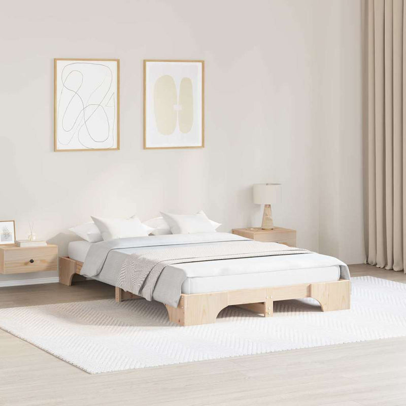 Cadru de pat natural 120 x 190 cm Lemn de pin masiv