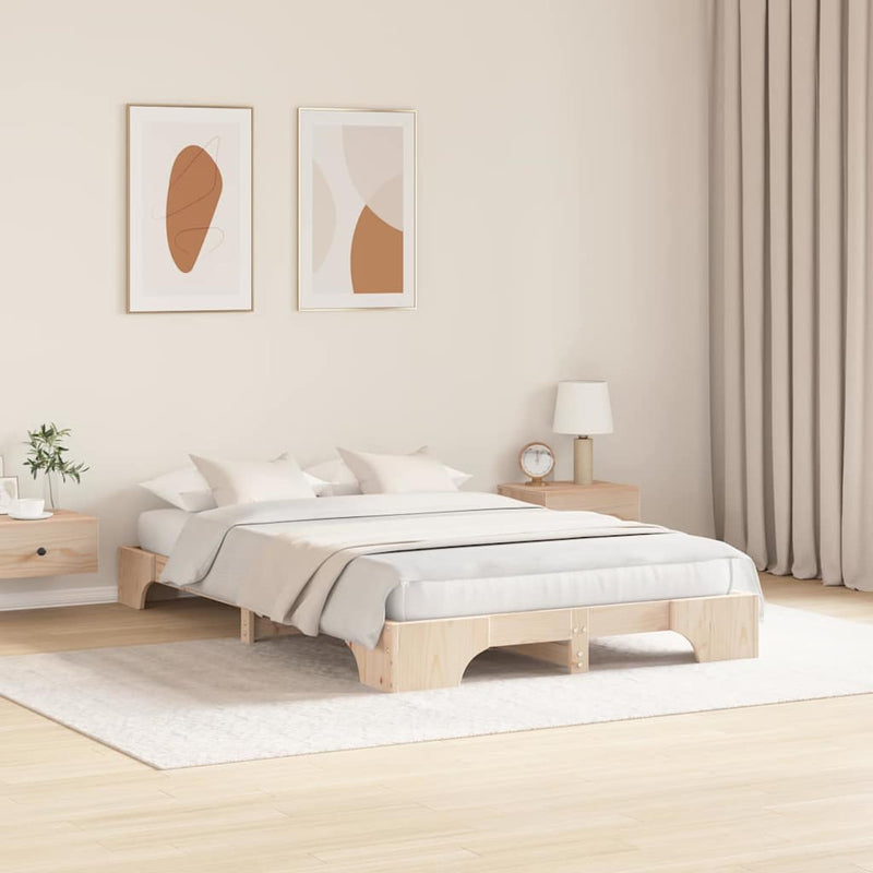 Cadru de pat natural 120 x 190 cm Lemn de pin masiv