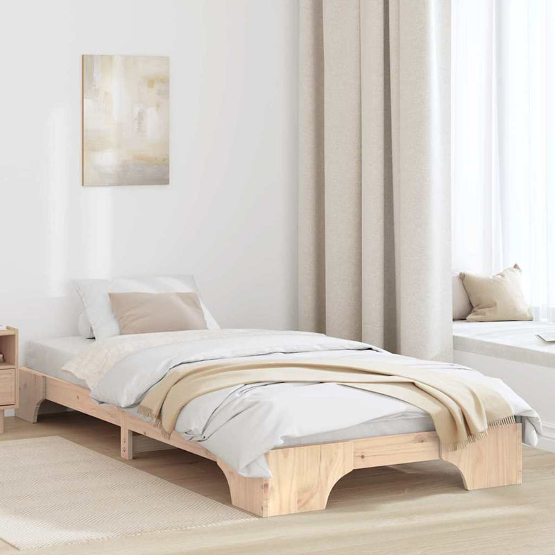 Cadru de pat natural 90 x 190 cm Lemn de pin masiv