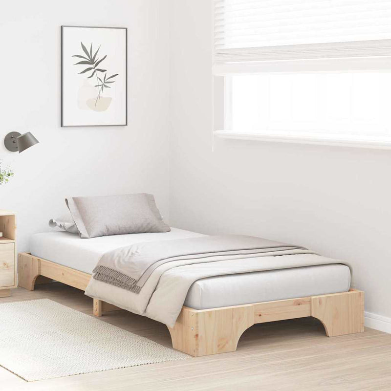 Cadru de pat natural 90 x 190 cm Lemn de pin masiv