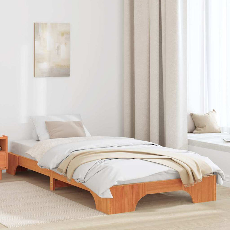 Cadru de pat Maroniu cerat 75 x 190 cm Lemn de pin masiv
