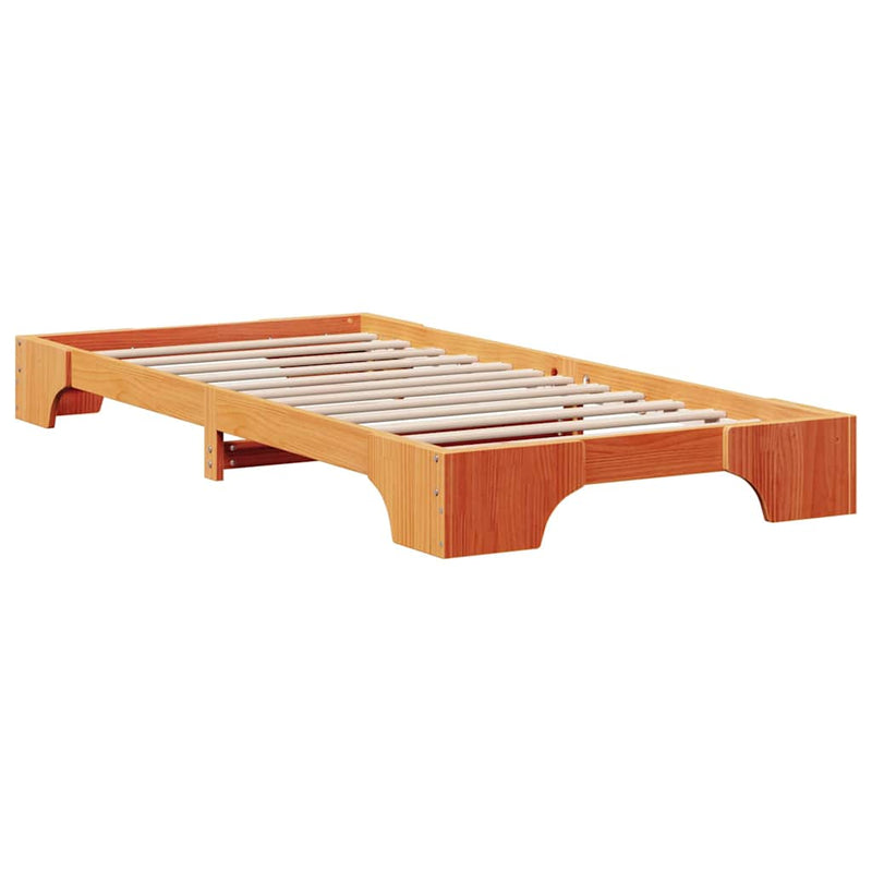 Cadru de pat Maroniu cerat 75 x 190 cm Lemn de pin masiv