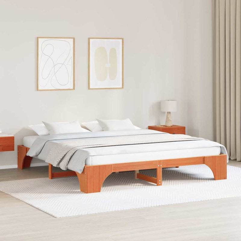 Cadru de pat Maroniu cerat 200 x 200 cm Lemn de pin masiv