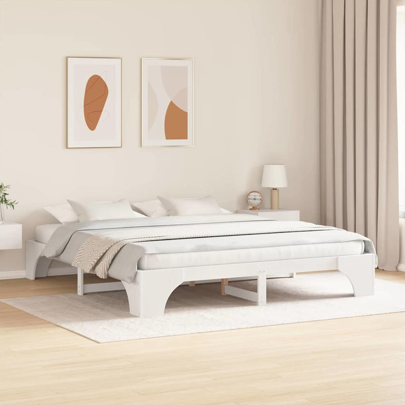 Cadru de pat Alb 180 x 200 cm Lemn de pin masiv