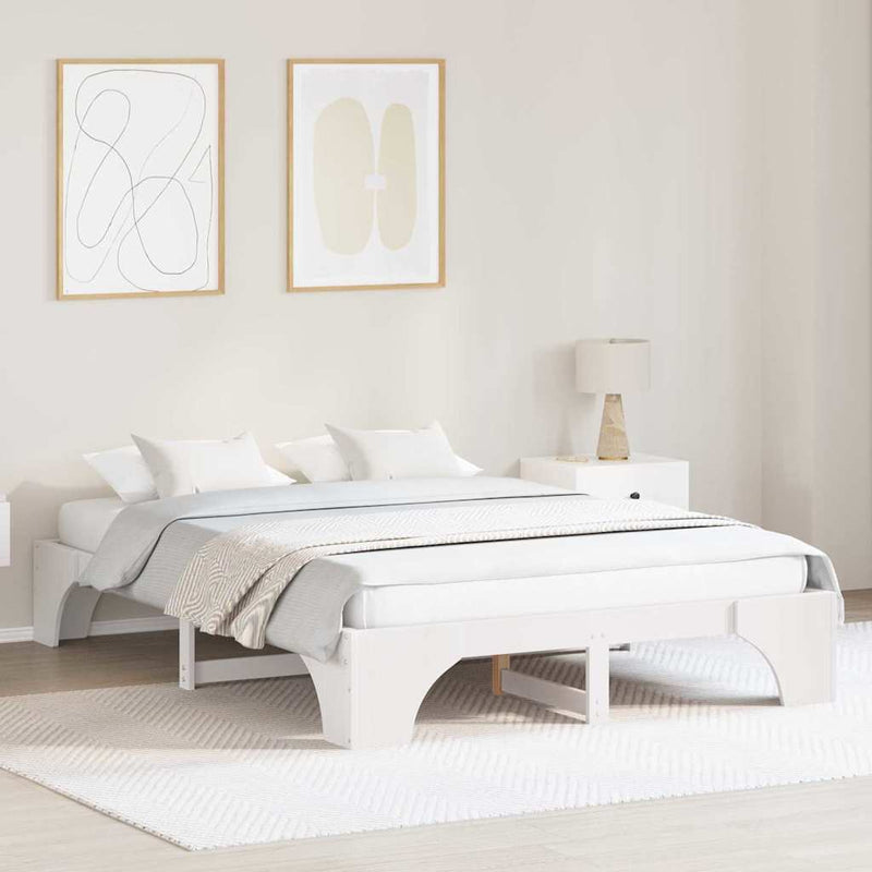 Cadru de pat Alb 160 x 200 cm Lemn de pin masiv