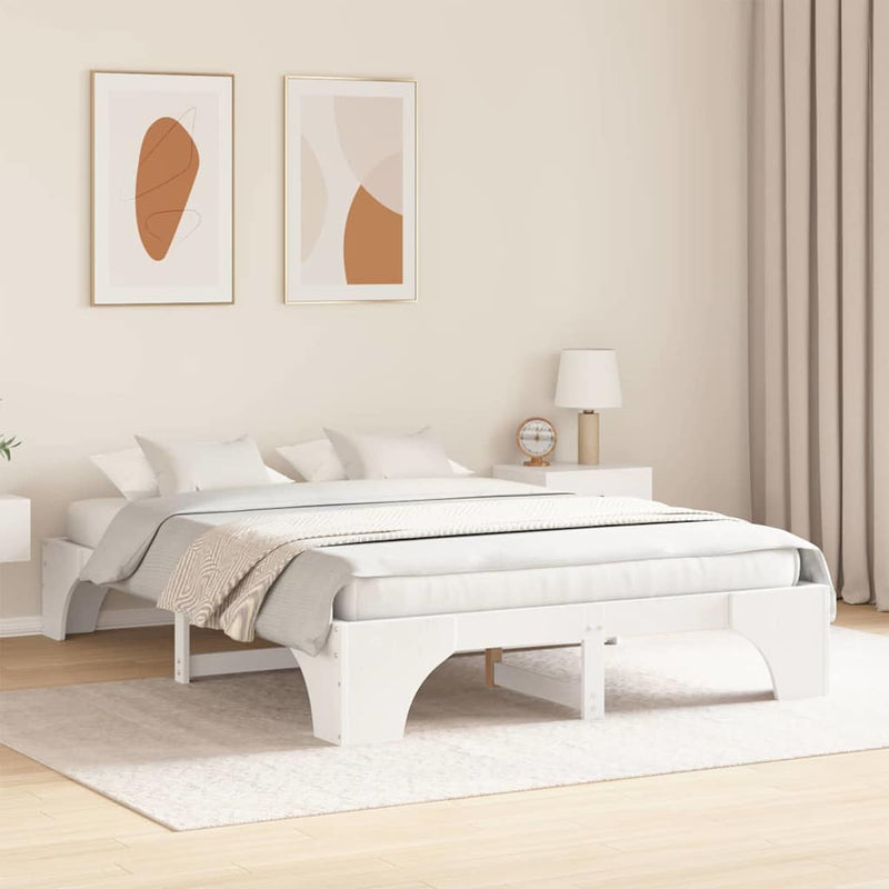 Cadru de pat Alb 160 x 200 cm Lemn de pin masiv