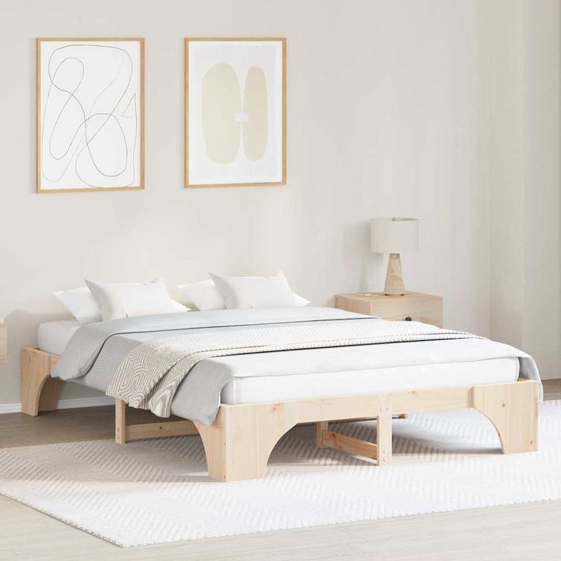 Cadru de pat natural 150 x 200 cm Lemn de pin masiv