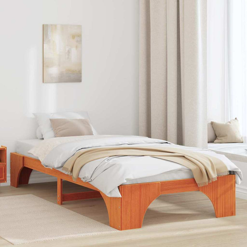 Cadru de pat Maroniu cerat 75 x 190 cm Lemn de pin masiv