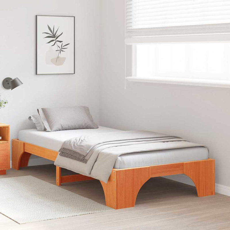 Cadru de pat Maroniu cerat 75 x 190 cm Lemn de pin masiv