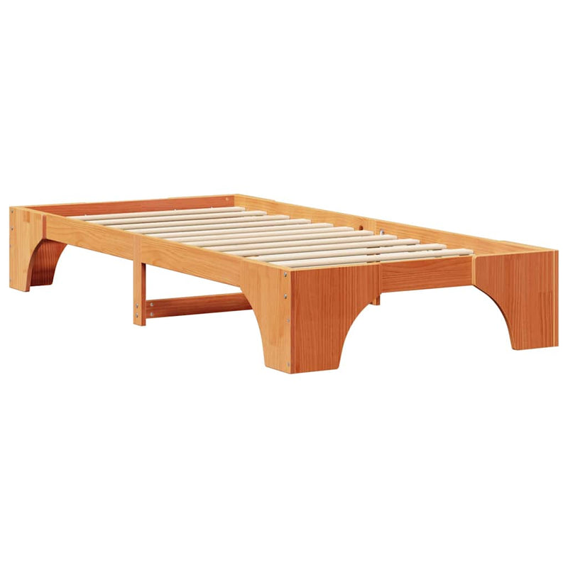 Cadru de pat Maroniu cerat 75 x 190 cm Lemn de pin masiv