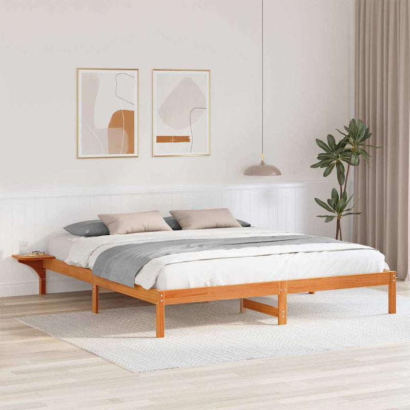 Cadru de pat Maroniu cerat 200 x 200 cm Lemn de pin masiv