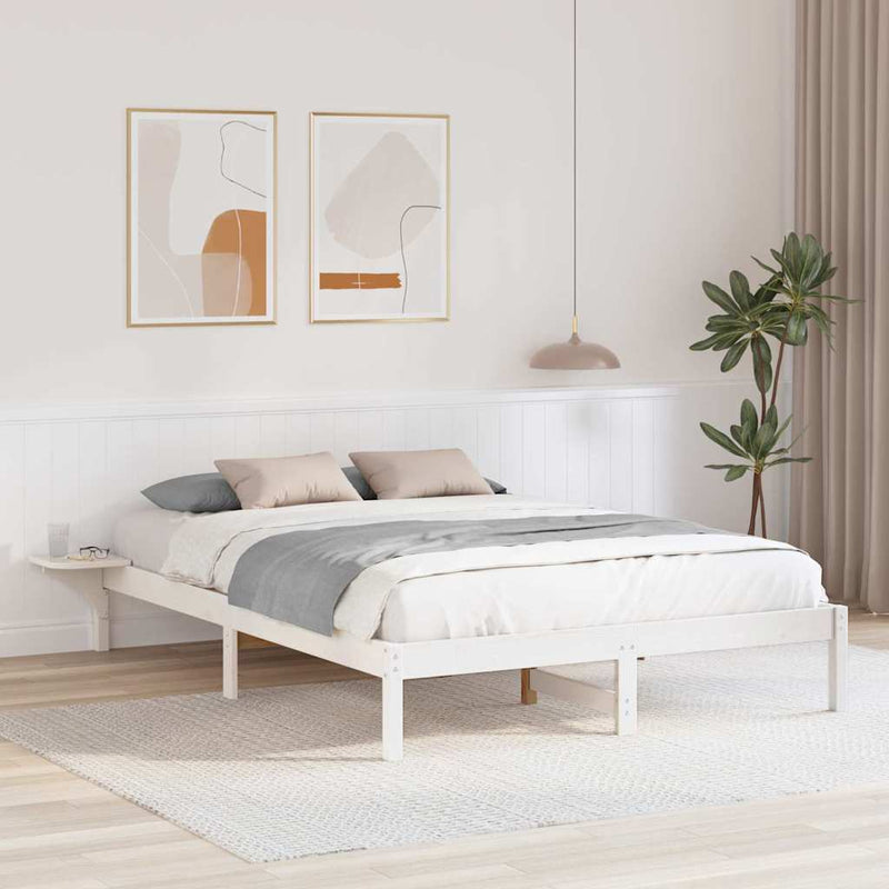 Cadru de pat Alb 140 x 200 cm Lemn de pin masiv
