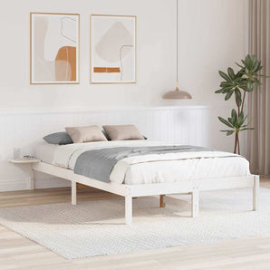 Cadru de pat Alb 140 x 190 cm Lemn de pin masiv
