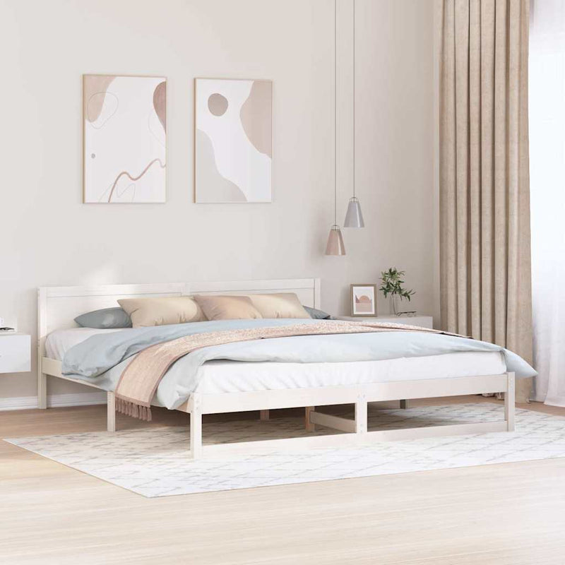 Cadru de pat cu headboard Alb 200 x 200 cm Lemn de pin masiv