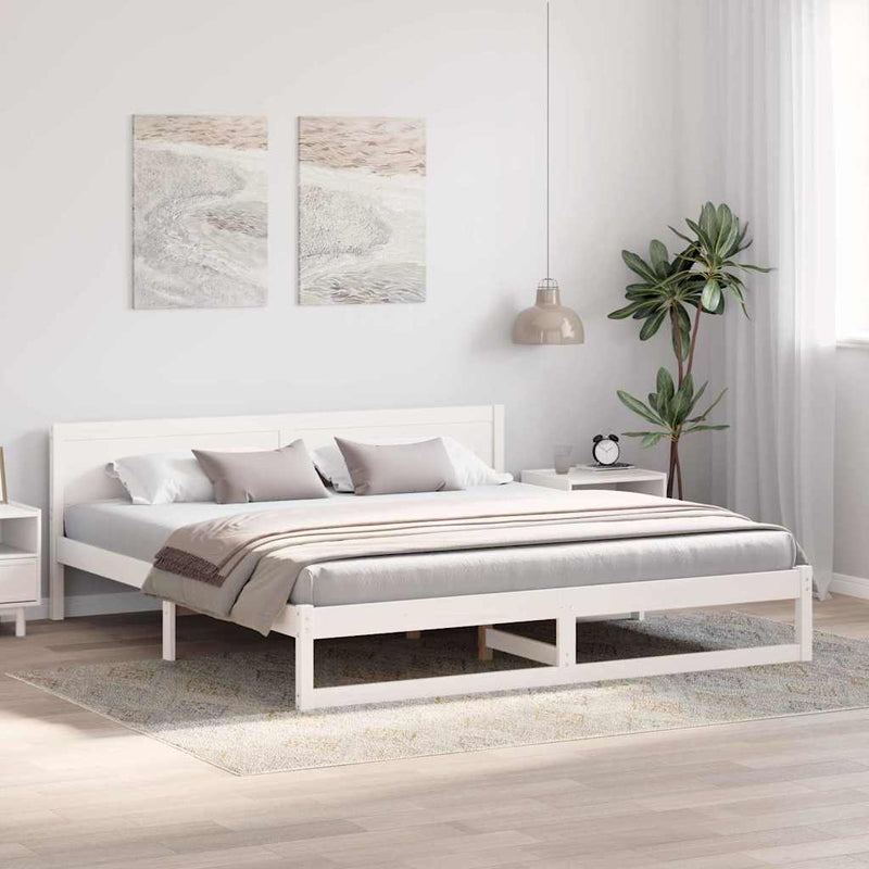 Cadru de pat cu headboard Alb 180 x 200 cm Lemn de pin masiv