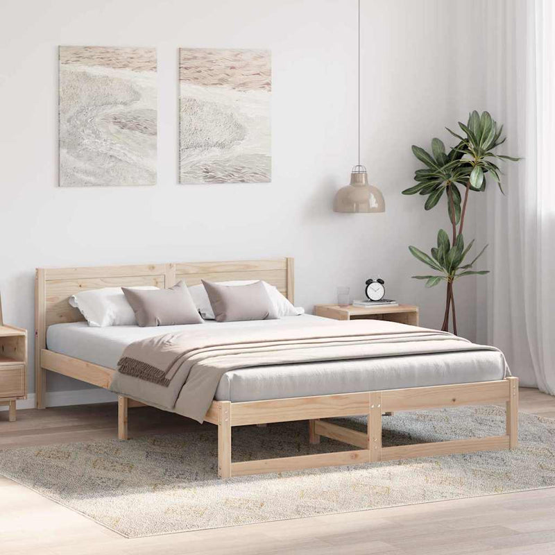 Cadru de pat natural 150 x 200 cm Lemn de pin masiv