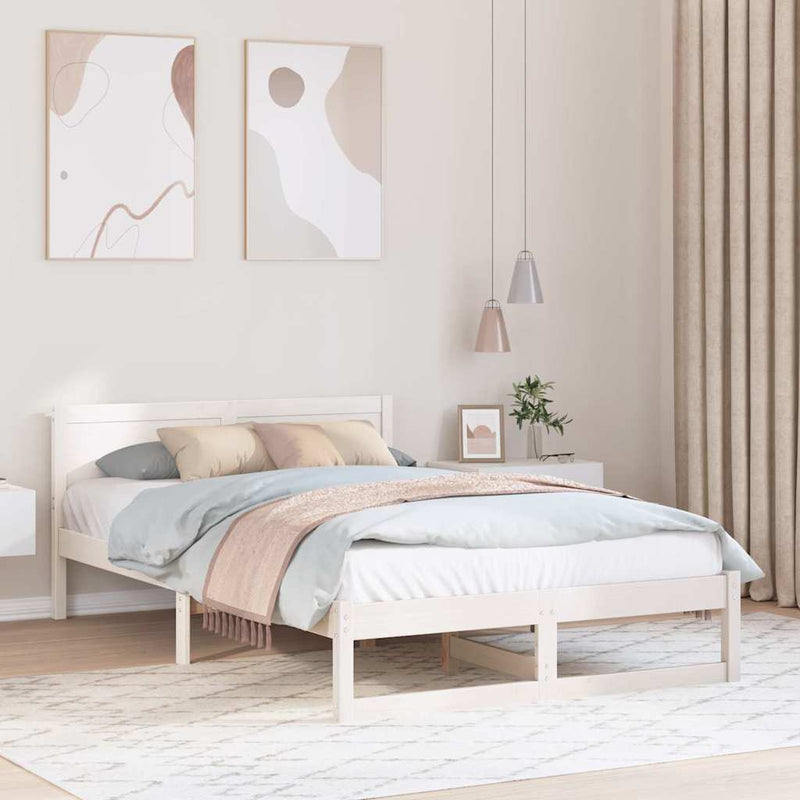 Cadru de pat cu headboard Alb 140 x 190 cm Lemn de pin masiv
