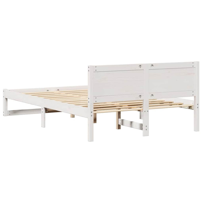 Cadru de pat cu headboard Alb 140 x 190 cm Lemn de pin masiv