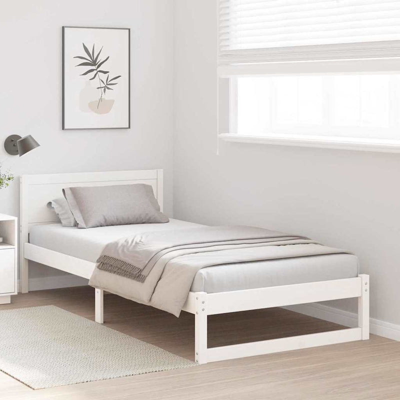 Cadru de pat cu headboard Alb 100 x 200 cm Lemn de pin masiv