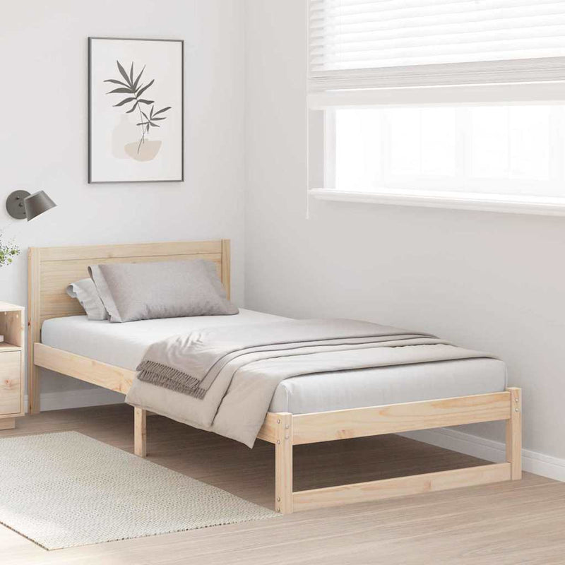 Cadru de pat cu headboard natural 80 x 200 cm Lemn de pin masiv