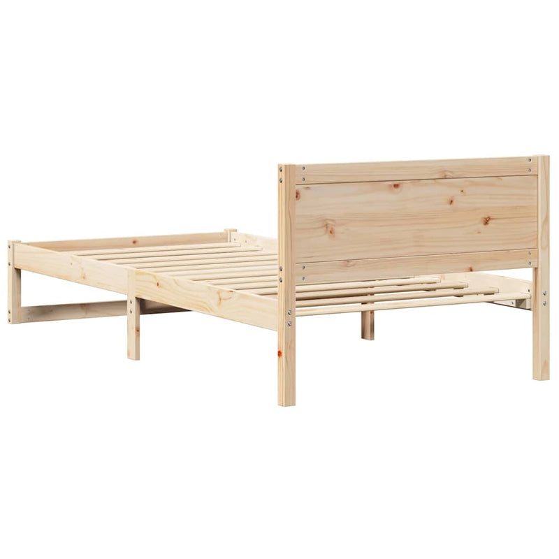 Cadru de pat cu headboard natural 90 x 190 cm Lemn de pin masiv
