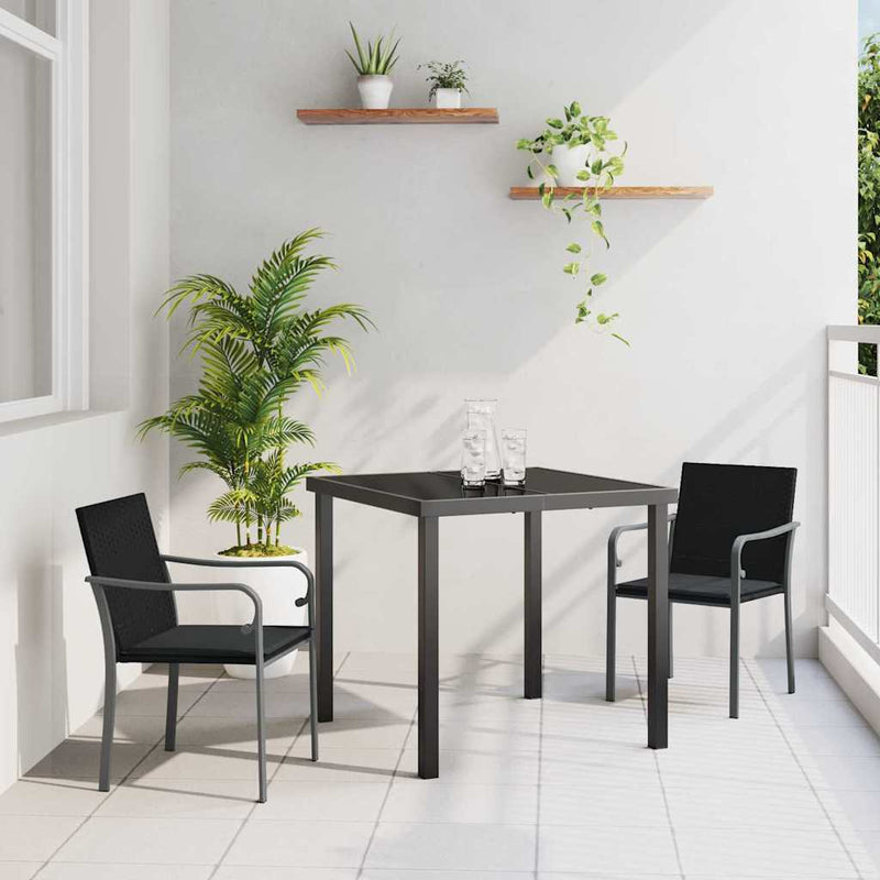 Set de masă pentru grădină 3 buc. Negru și Gri Ratan PE